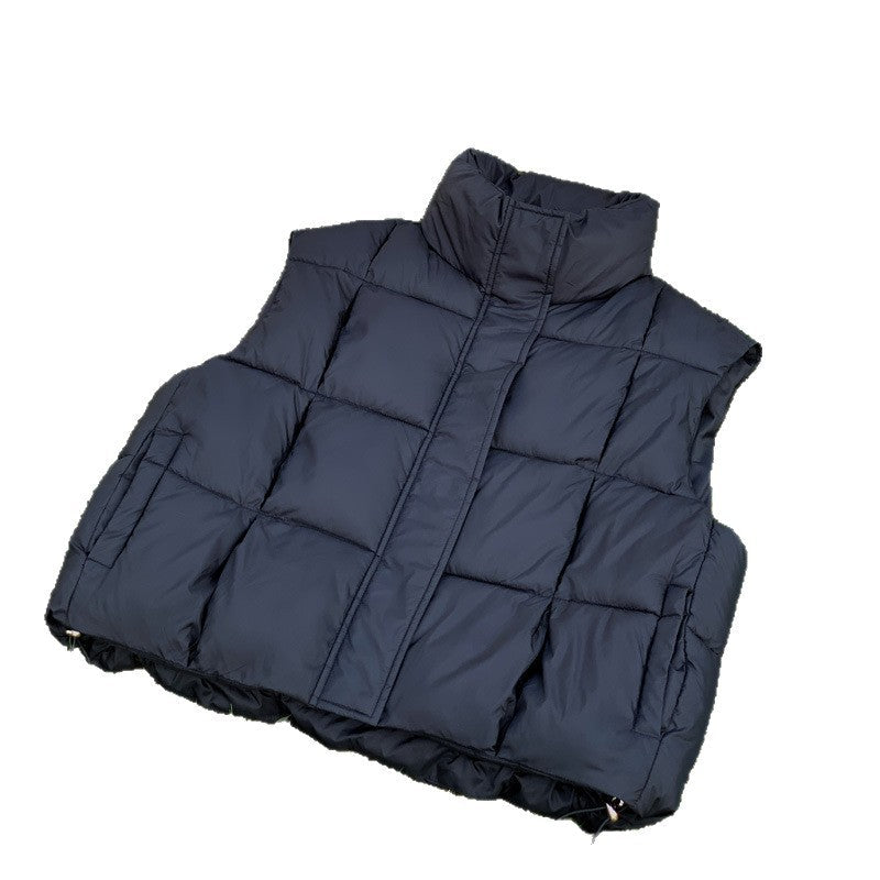Women's Thick Padded Vest with High Collar and Comfortable Slip Pockets