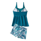 Women's Swim Outfit with Peplum Top and Fashionable Shorts