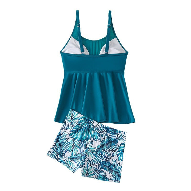 Women's Swim Outfit with Peplum Top and Fashionable Shorts