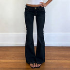 Women's Bootcut Jeans with High Waist and Detailed Stitching