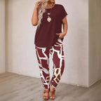 Women's Casual Floral Print Top and Jogger Set