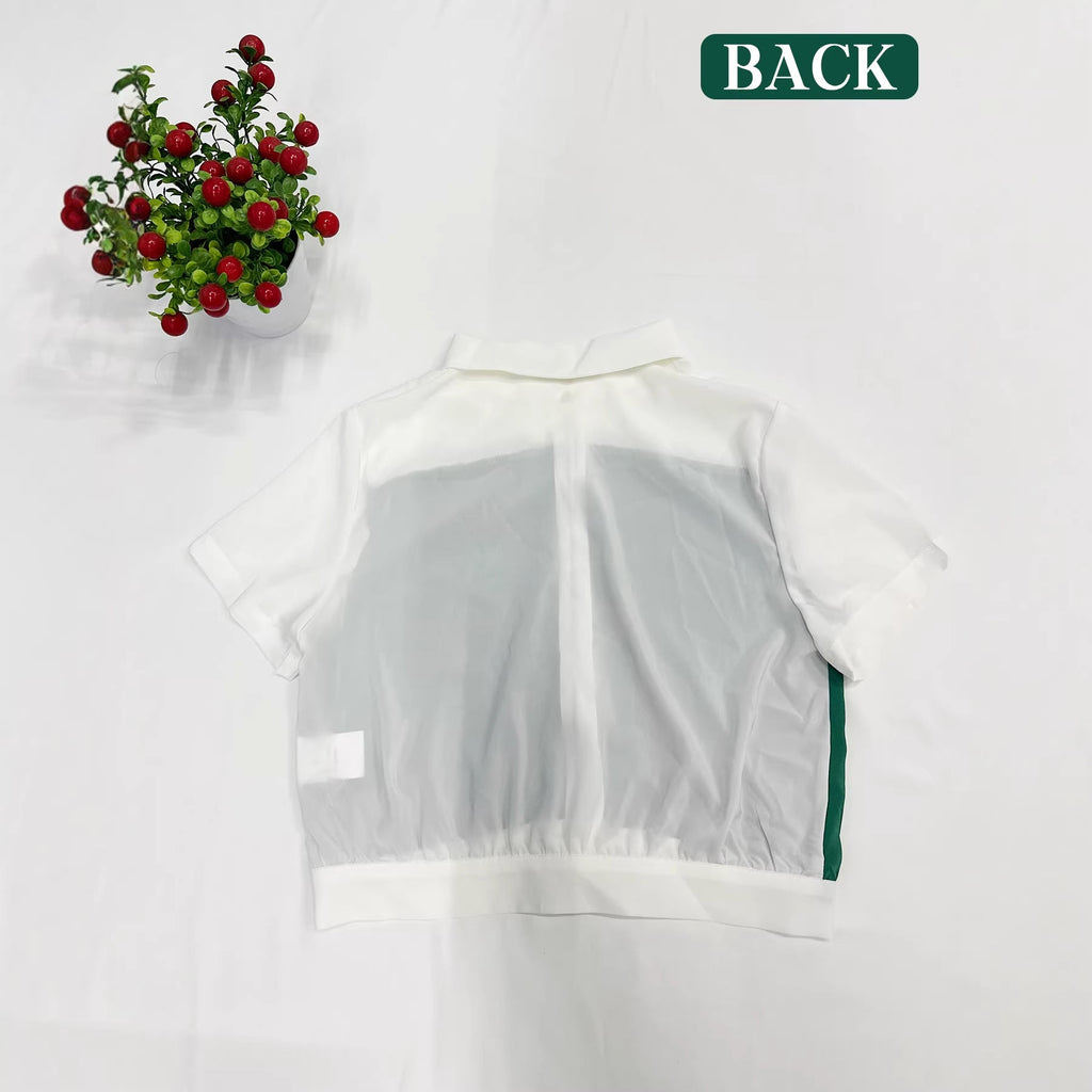 Women's Color-Block Cropped Shirt