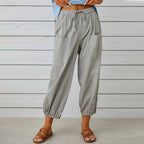 Women's Comfortable Casual Pants with Side Pockets and Cuffs