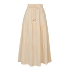 Women's Long Skirt with Swinging Ruffles and Elastic Waistband