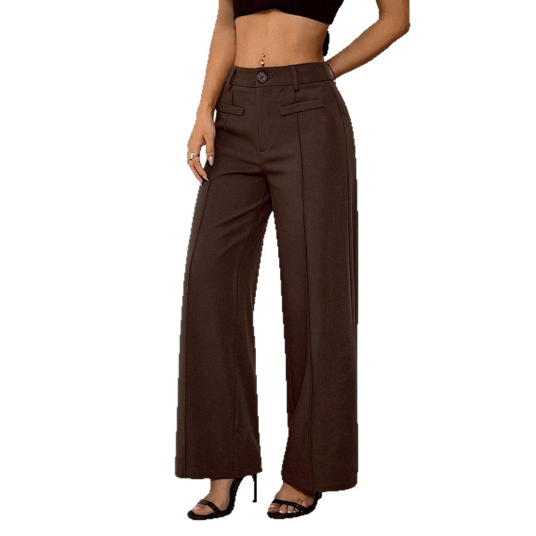 Women's Elegant Wide-Leg Fabric Trousers