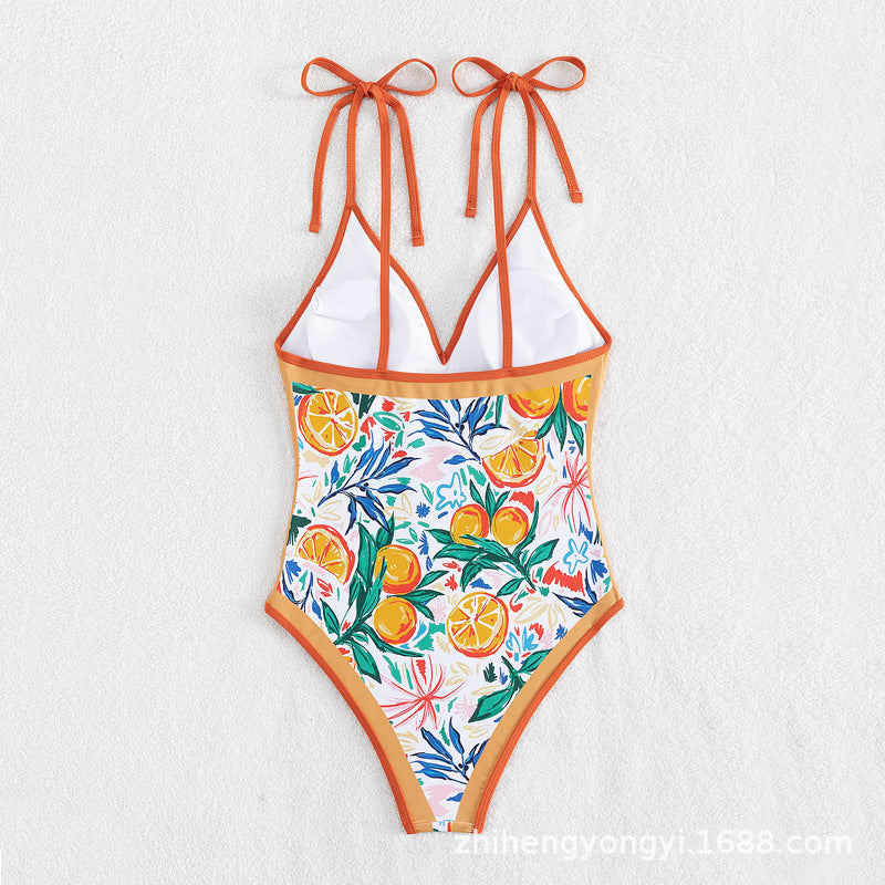 Women's Swimsuit with Vibrant Plant and Fruit Print