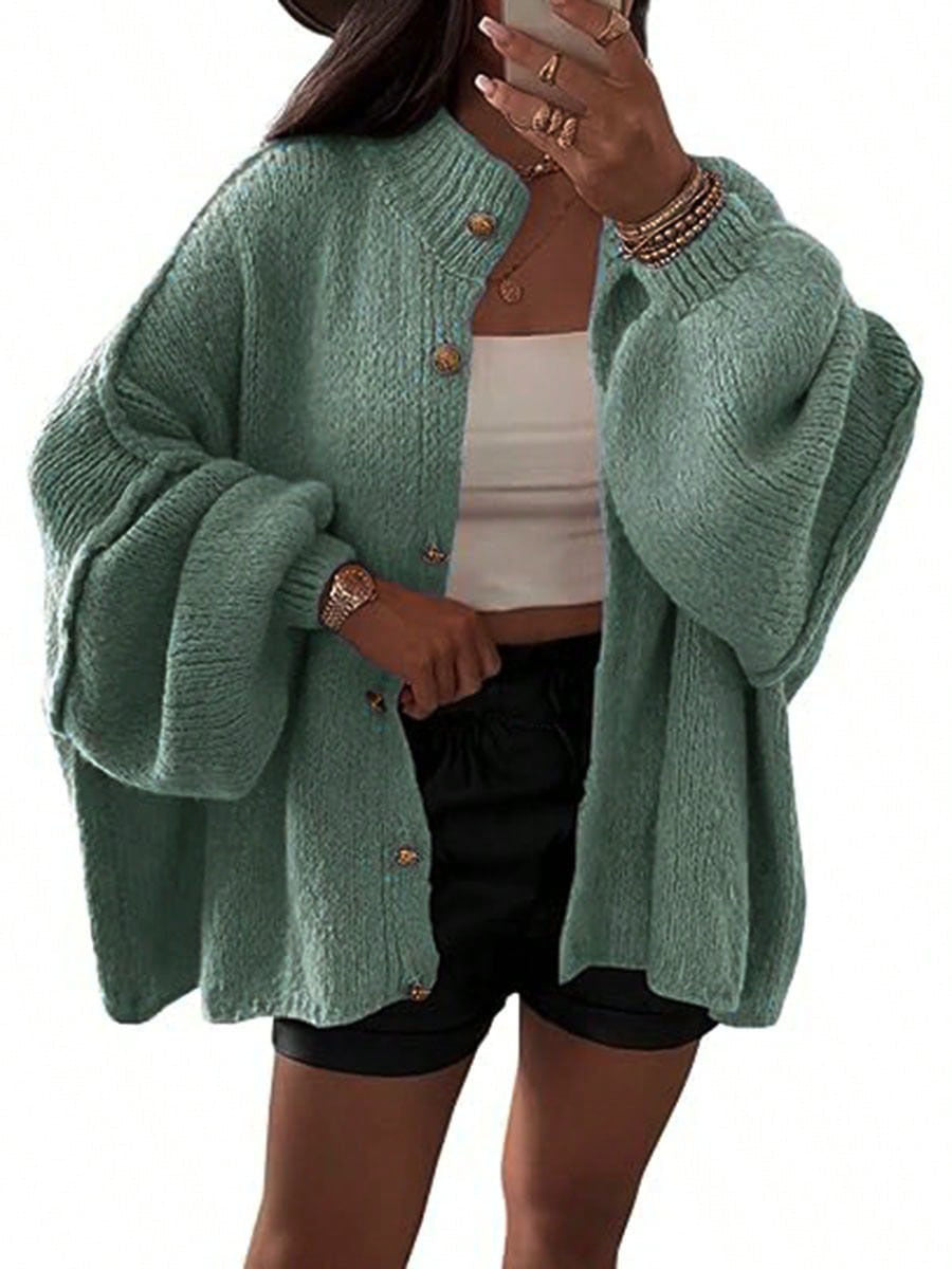 Women's Fluffy Cardigan with Dropped Shoulders