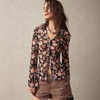 Women's Floral Print Long-Sleeve Top