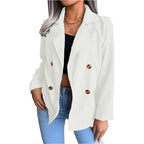 Women's Corduroy Jacket with Double-Breasted Button Placket and Modern Cut
