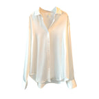 Elegant Fine Satin Blouse with Ruffle Details