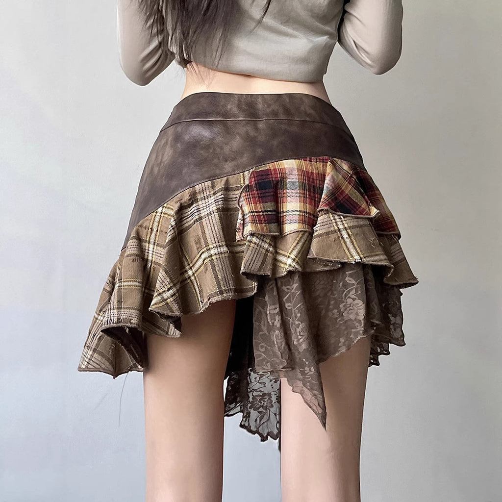 Women's Asymmetrical Wrap Skirt with Ruffle Details