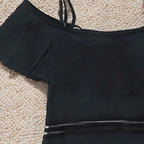 Women's Swimsuit with Ruffle Design and Elastic Waistband