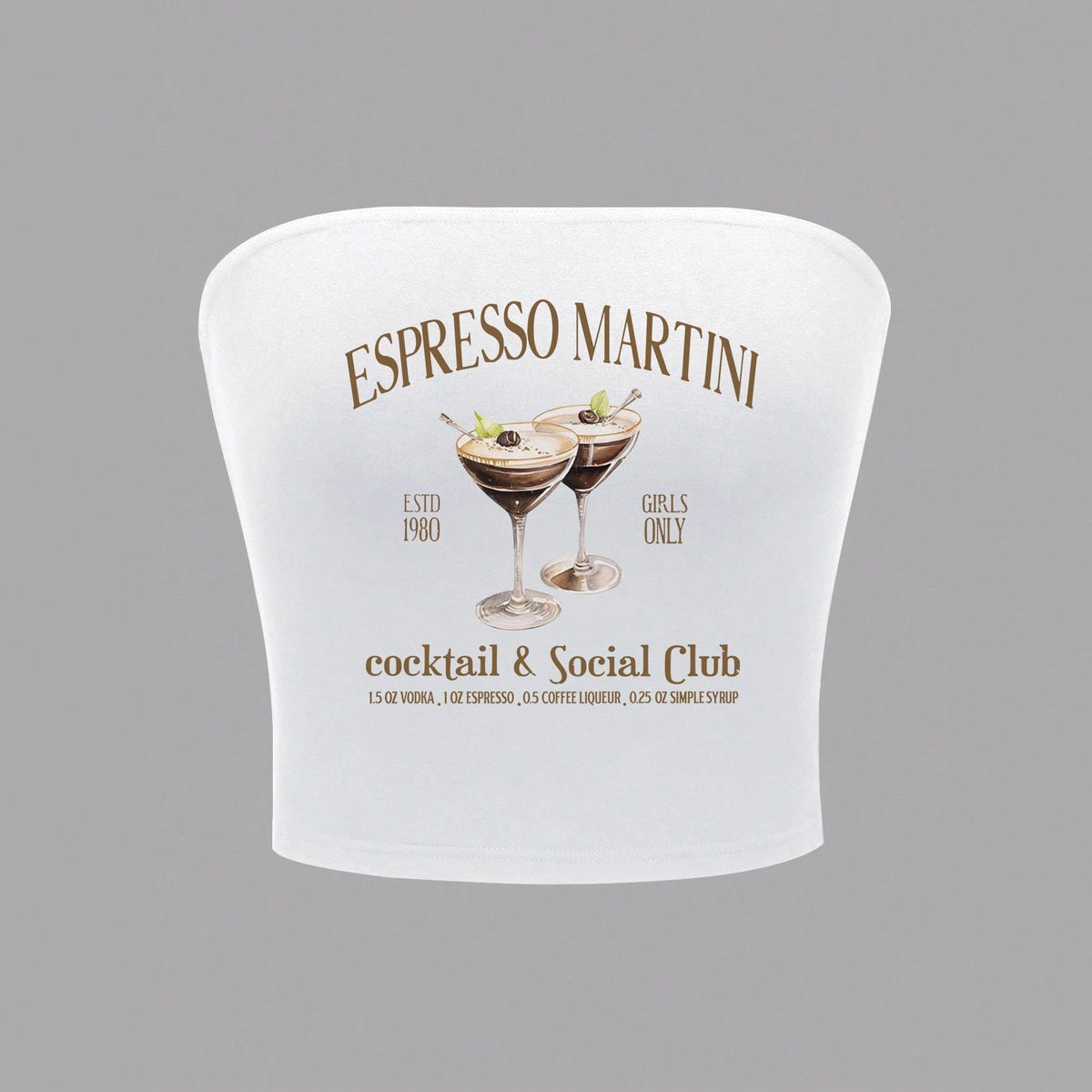 Women's Bandeau Top with Espresso Martini Print