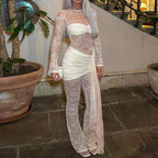 Women's Elegant Long-Sleeve Lace Overall