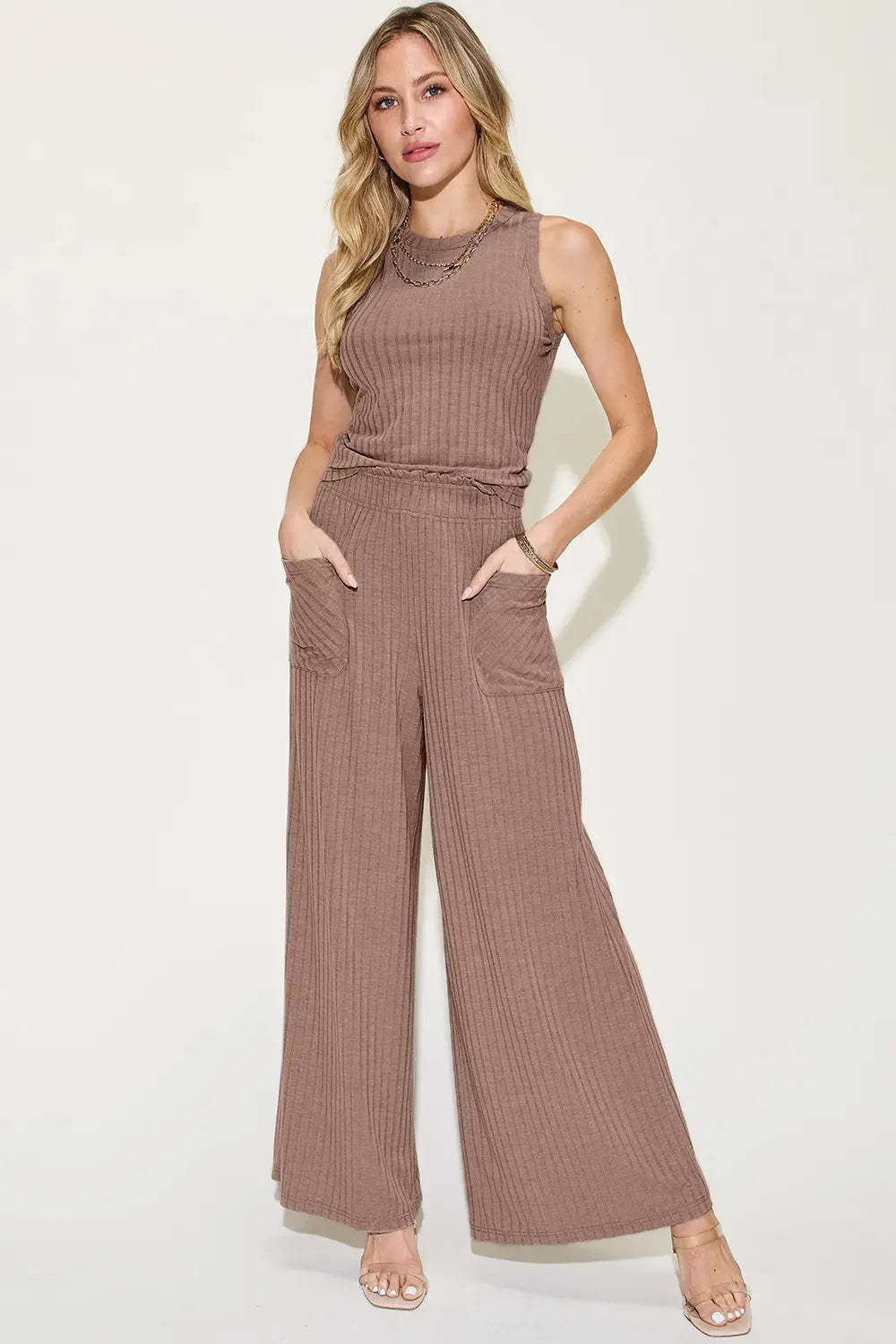 Women's Casual Wide-Leg Jumpsuit with Pockets