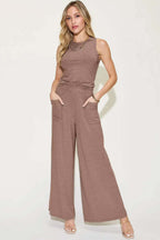 Women's Casual Wide-Leg Jumpsuit with Pockets