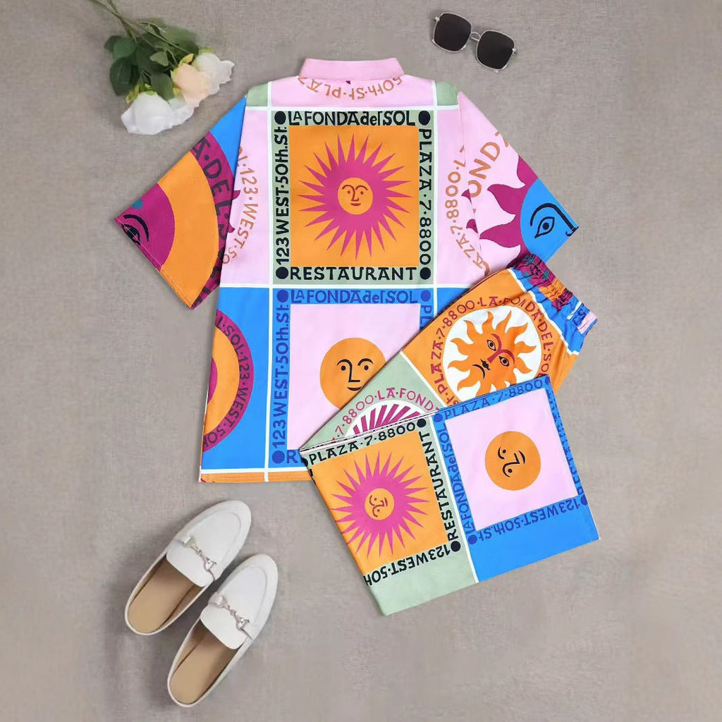 Women's Short-Sleeve Shirt and Matching Shorts Set