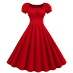 Women's A-Line Dress with Puff Sleeves and Tailoring