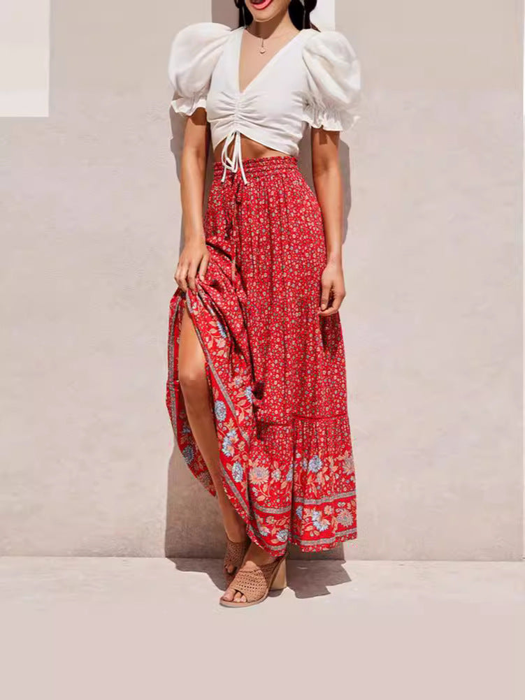 Women's Floral Cotton Maxi Skirt