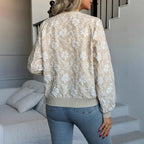 Women's Elegant Floral Embroidered Bomber Jacket