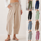 Women's Comfortable Lightweight Casual Pants with Elastic Waist and Side Pockets