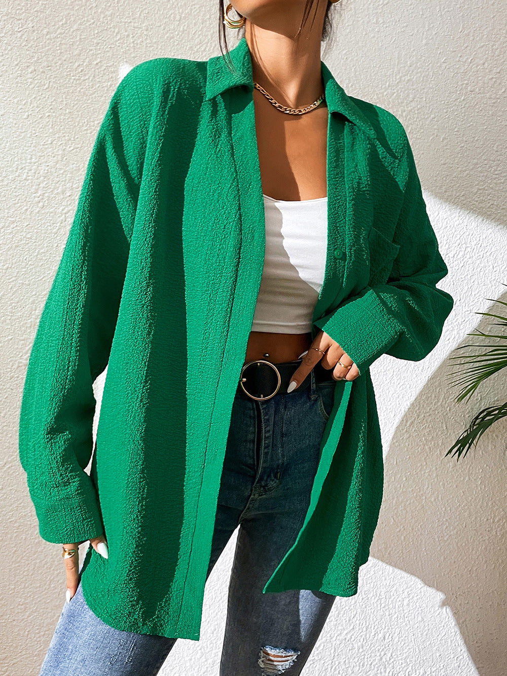 Women's Lightweight Casual Shirt with Textured Fabric