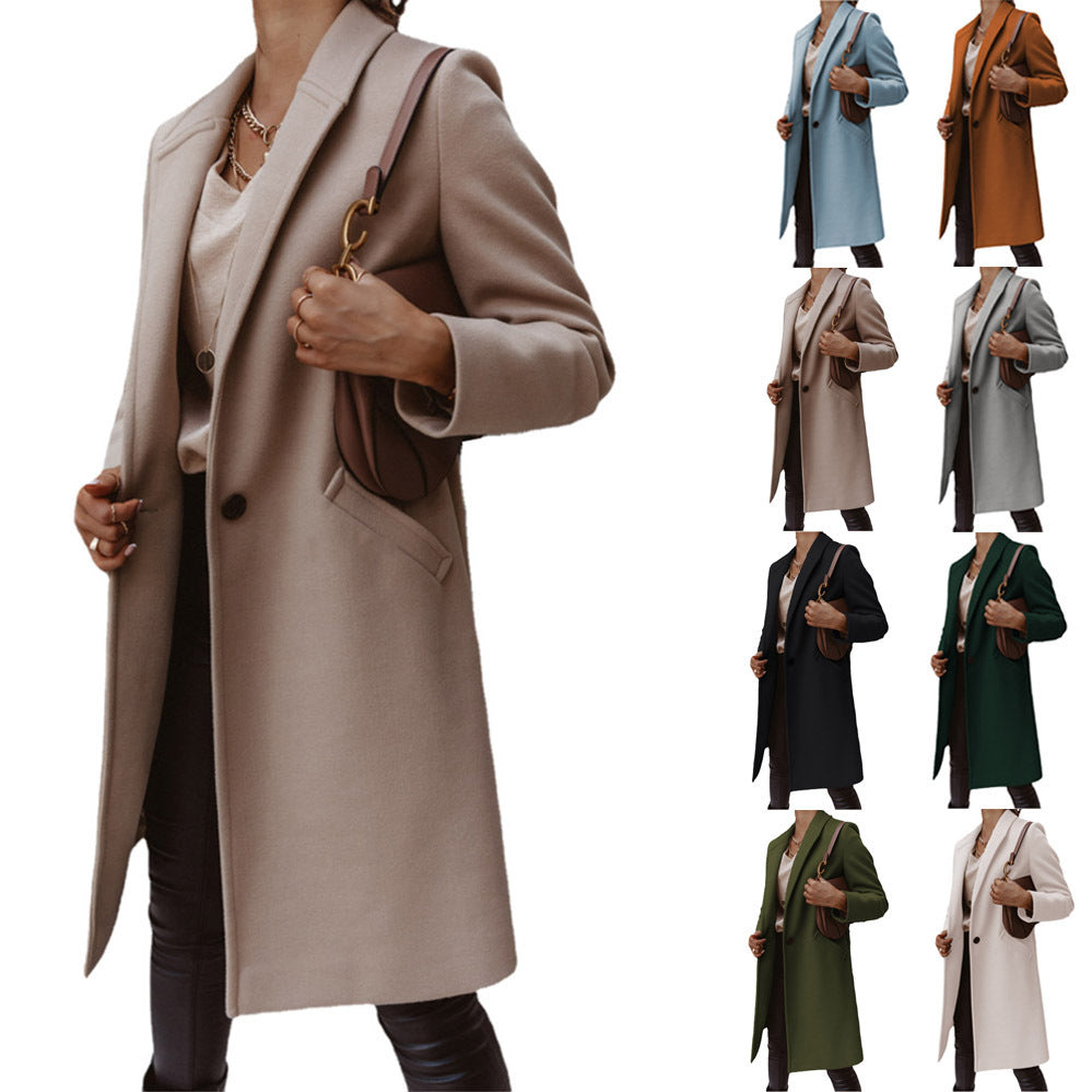 Women's Elegant Slim-Fit Wool Coat
