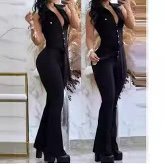 Elegant and Figure-Hugging Flared Jumpsuit