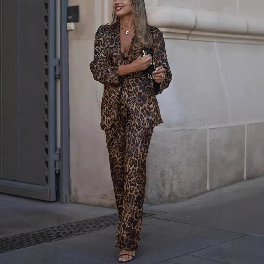 Elegant Leopard Print Suit Set
