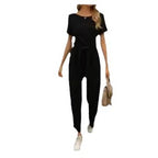 Women's Wide-Leg Jumpsuit with Tie Belt