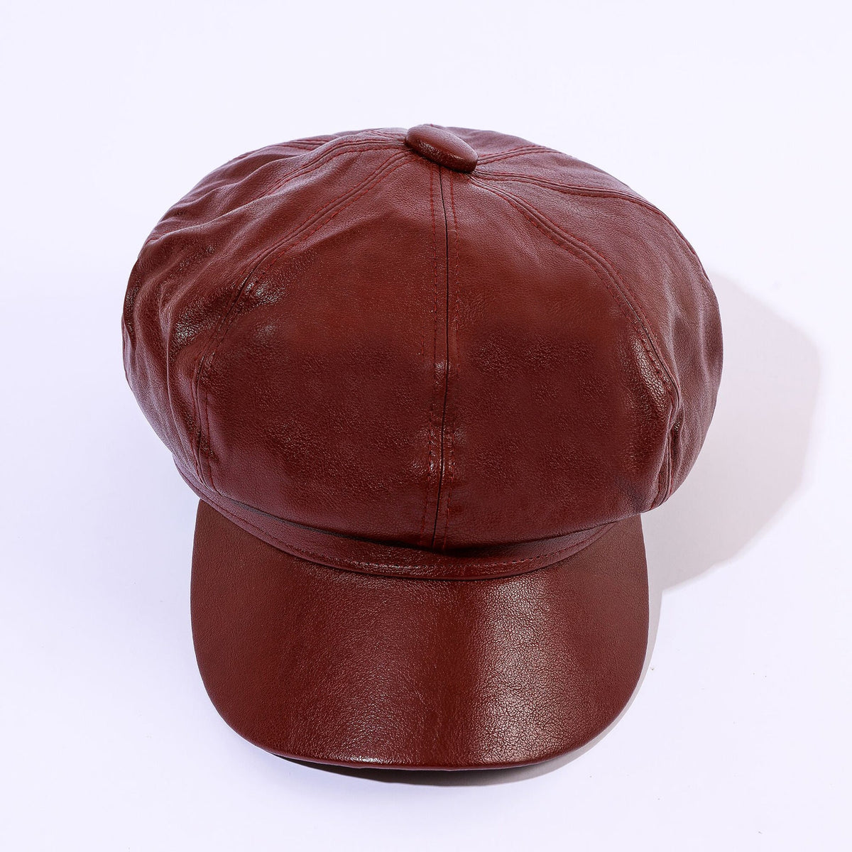 Women's Leather Baker Boy Cap with Classic Design