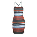 Women's Bodycon Dress with Striped Pattern and Spaghetti Straps