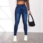 Women's High-Waist Skinny Jeans with Faux Pockets