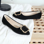 Women's Ballet Flats with Elegant Decorative Buckle