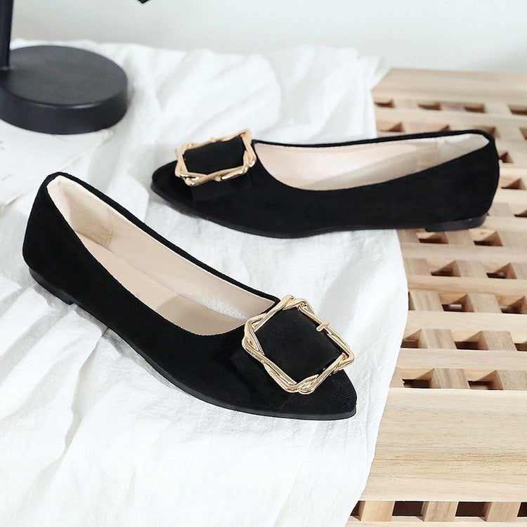 Women's Ballet Flats with Elegant Decorative Buckle