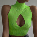 Women's Sleeveless High-Neck Top with Deep Cutout