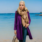 Women's Elegant Trench Coat with Double-Breasted Placket