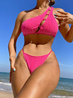 Women's Asymmetrical Bikini with Trendy Buckles