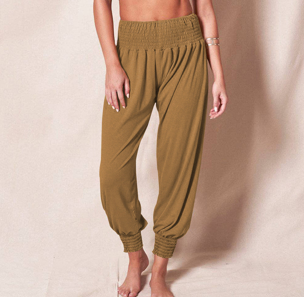 Women's Comfortable Casual Pants with Elastic Waist and Slim Cuffs