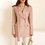 Women's Elegant Tailored Blazer with Scarf