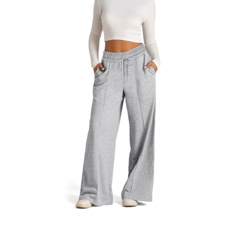 Women's Wide-Leg Joggers with Elastic Waistband and Side Pockets