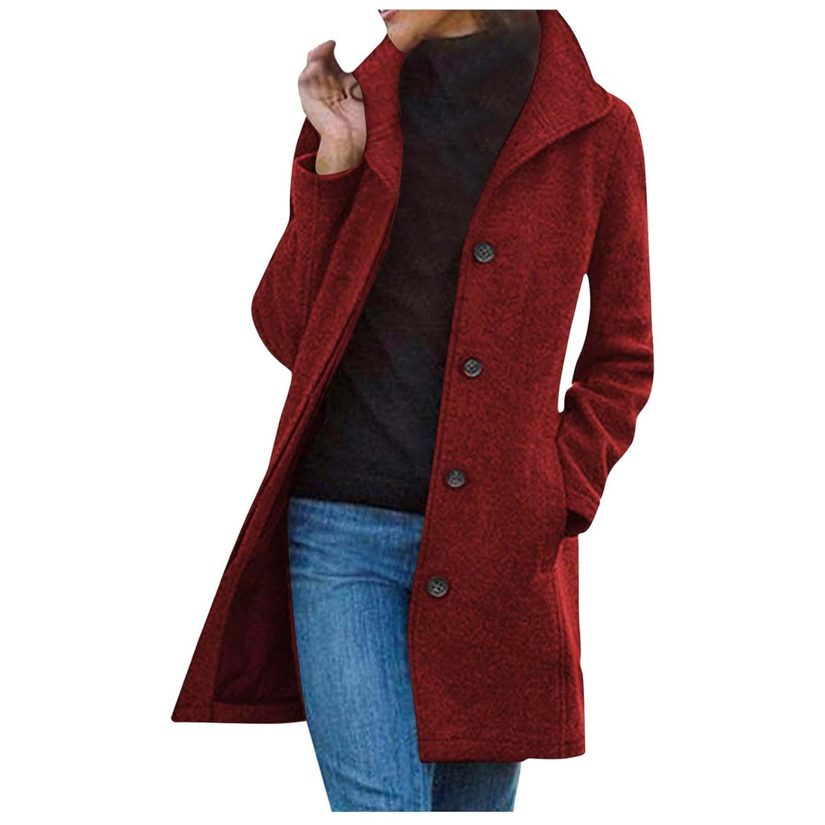 Women's Fashionable Coat with Chic Lapel and Practical Pockets