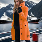 Elegant Trench Coat with High Collar and Double-Breasted Button Placket
