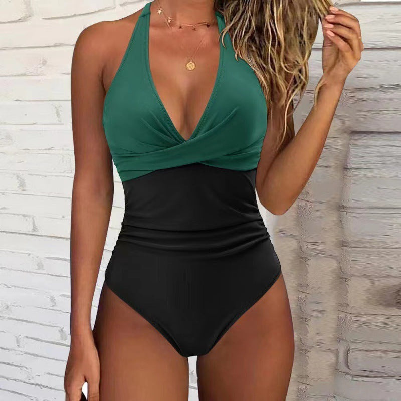 Women's Swimsuit with Refined Wrap Design and Floral Pattern