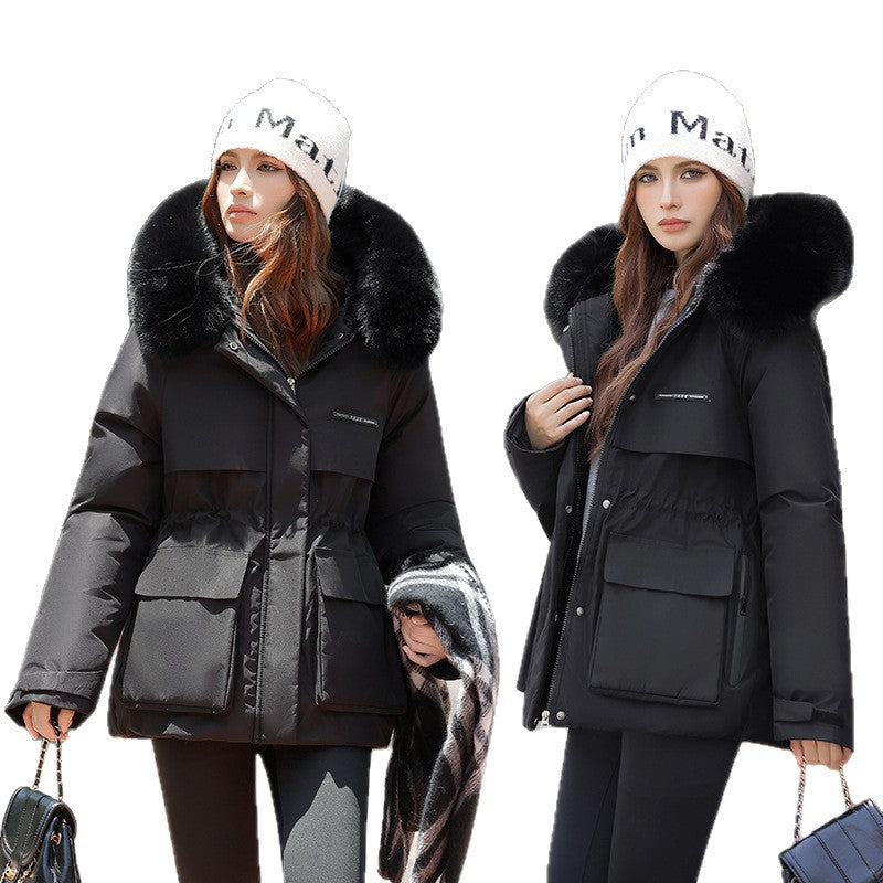 Elegant and Warm Winter Jacket with Detachable Faux Fur Collar
