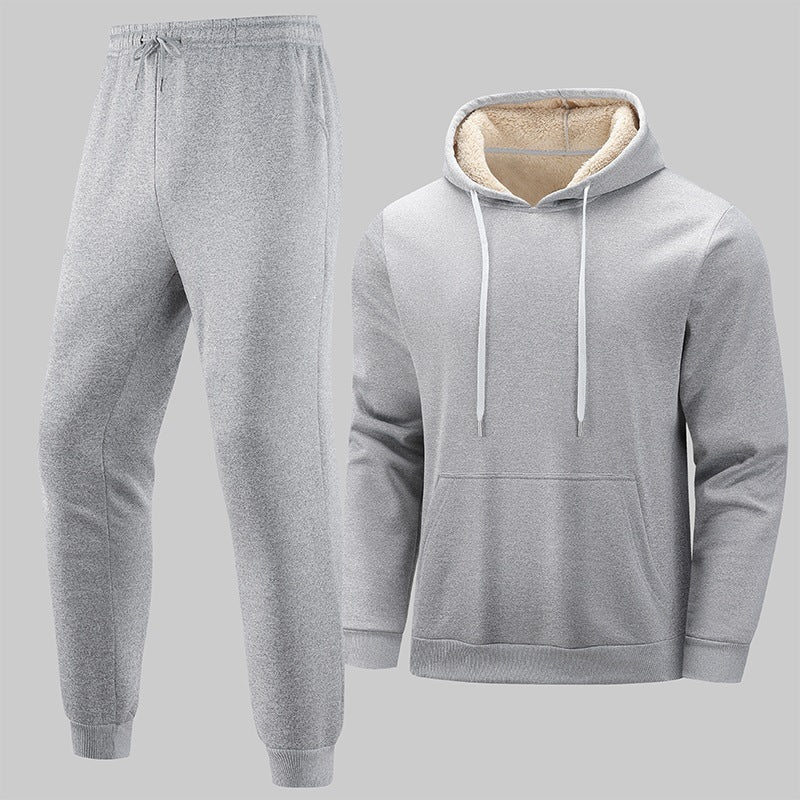 Men's Insulated Leisure Set with Teddy Lined Hoodie & Thermal Jogging Pants