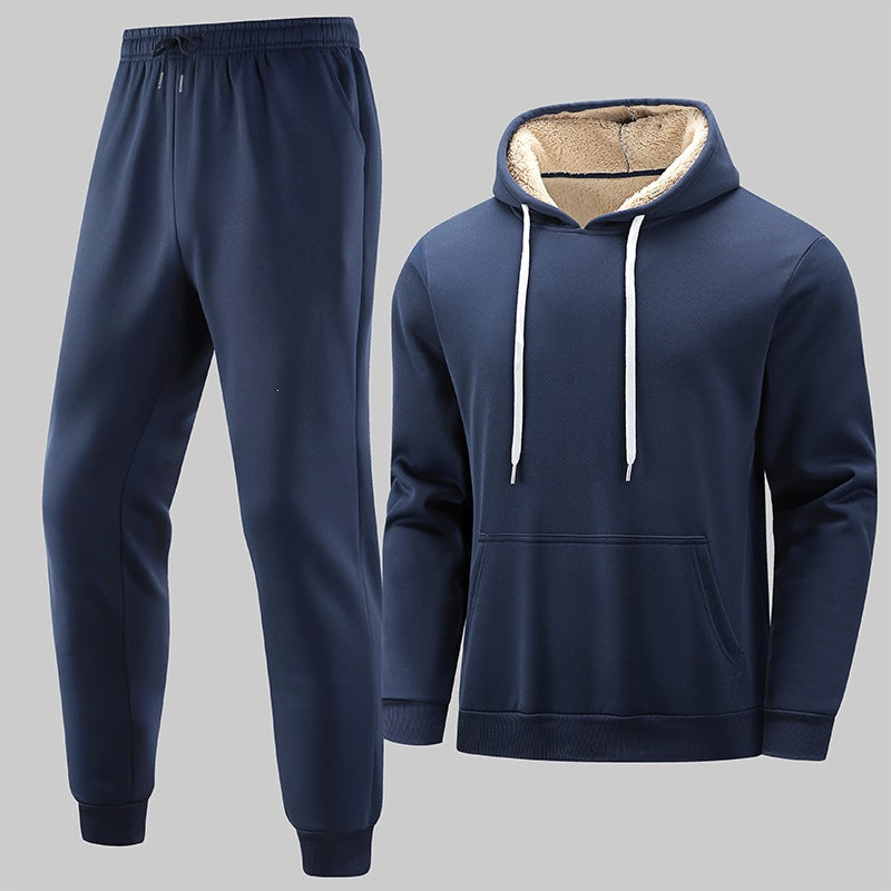 Men's Insulated Leisure Set with Teddy Lined Hoodie & Thermal Jogging Pants
