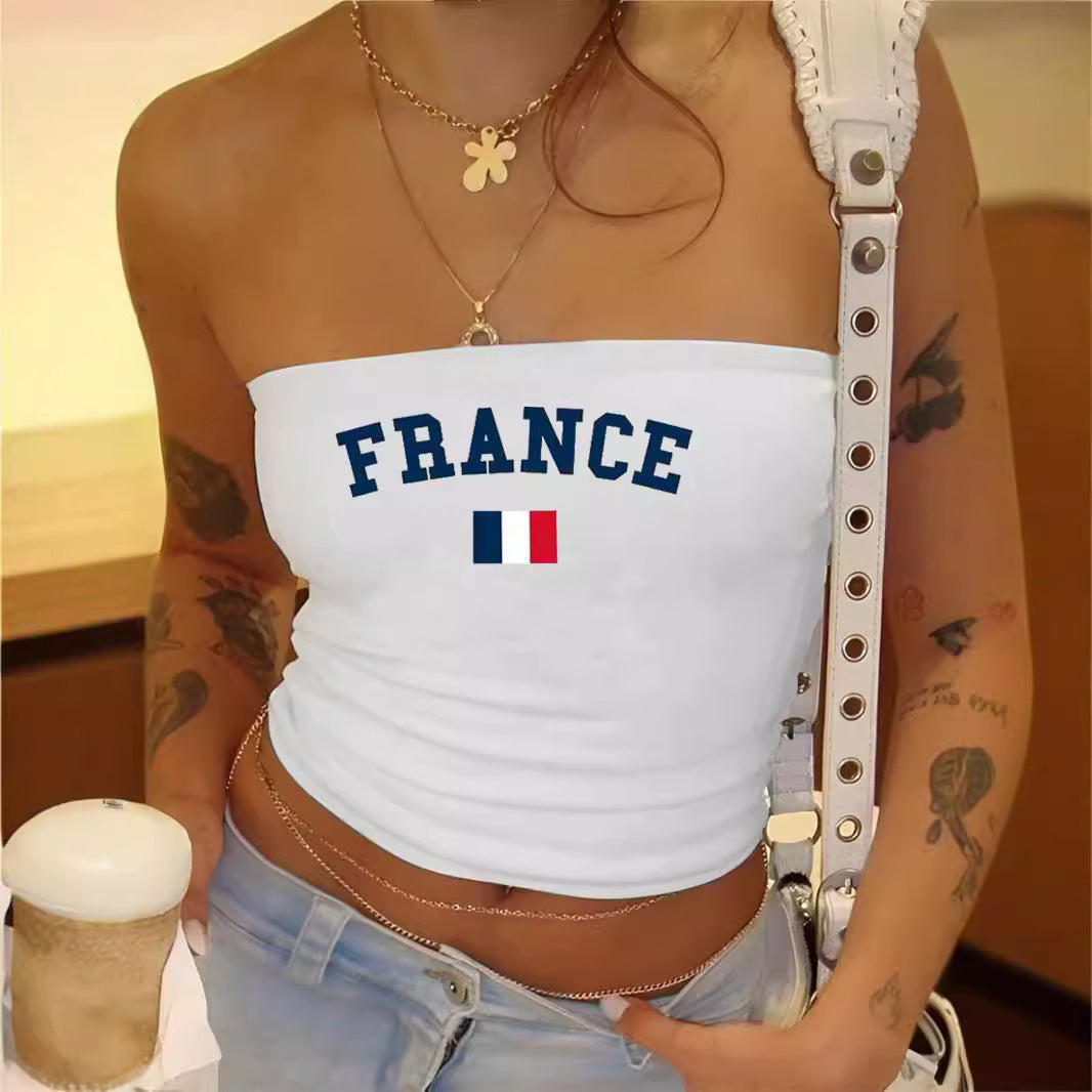 Women's Bandeau Top with Sporty France Design