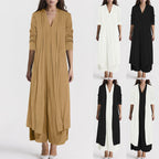 Women's Airy Maxi Skirt with Elegant V-Neck and Flowing Cut