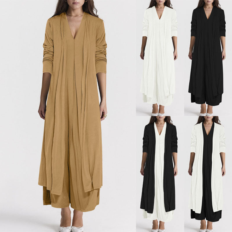 Women's Airy Maxi Skirt with Elegant V-Neck and Flowing Cut